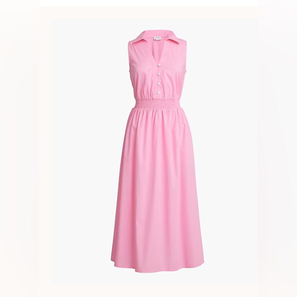 NWT J crew sleeveless collared midi dress in poplin